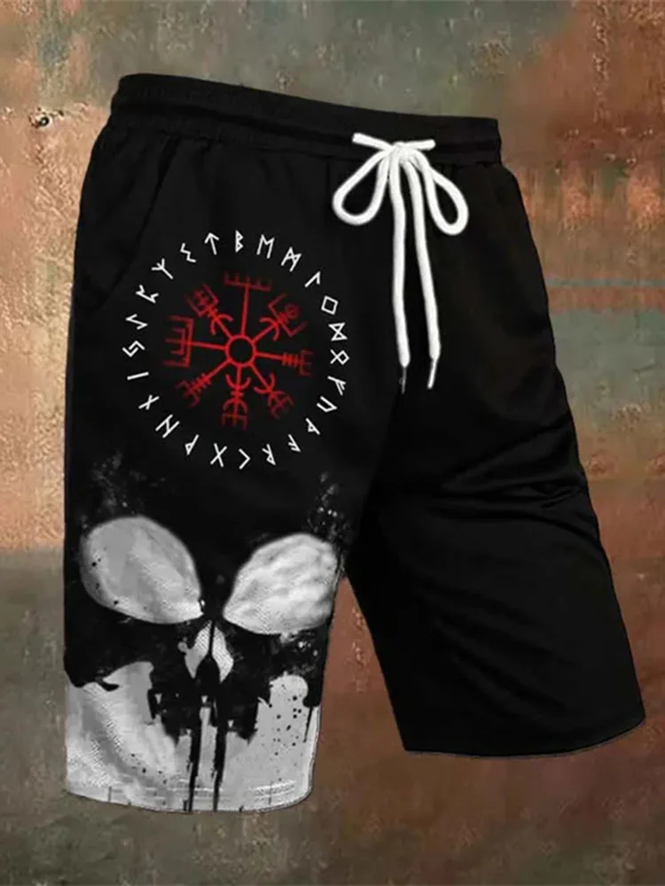 

2026 Retro Viking-style Men's Shorts 3D Tribal Pattern Printed Men's Sports Shorts Summer Casual Men's Fashionable Beach Pants