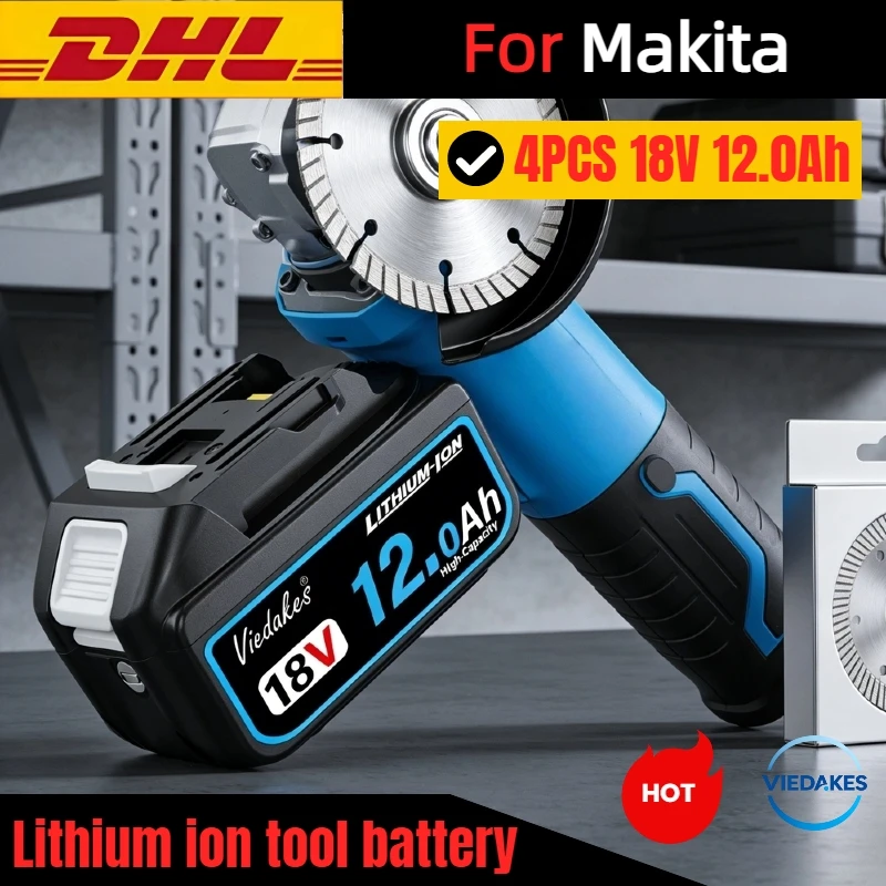 

New 18V 12.0Ah Rechargeable Battery, for Makita drill DGA404 DTW700 DHR202 DJV182 DDF487 power tool battery, for Makita battery✈