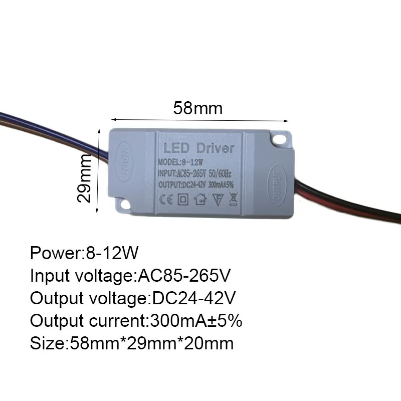 LED Driver 300mA 1-3W 4-7W 8-12W 13-18W 19-24W 24-36W LED Constant Current Driver Power Unit Supply AC85-265V LED Transformer