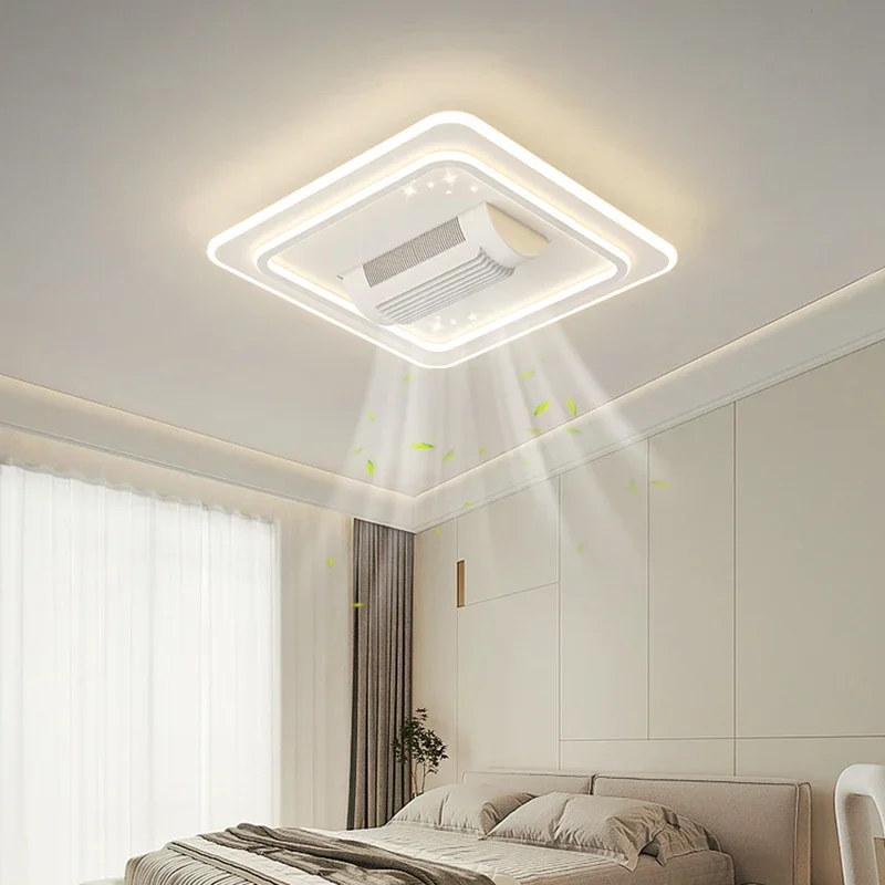 Electric Bedroom Ceiling Fans Without Blades Circulator Wireless Ceiling Fans Home Decoration Indoor Lighting Une Lampe LLCF