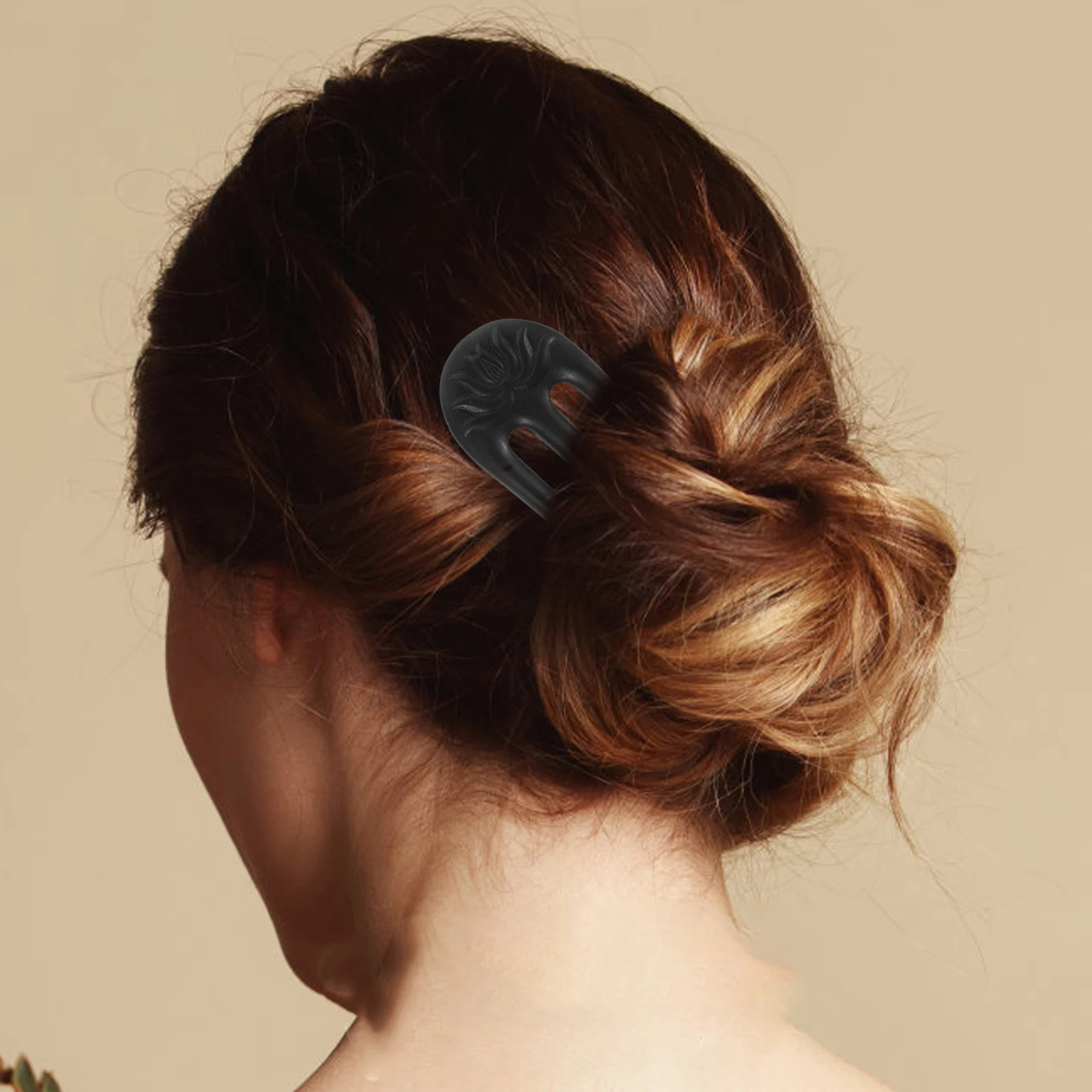 

Vintage Wooden Pin Elegant Black Sandalwood Hairpin For Thick Bun Accessories Decorative Stick U Pin French Fork Bun Pins Long