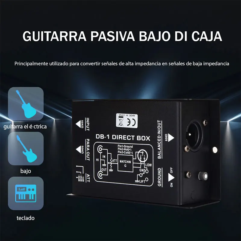 Passive audio DI Box 1-2 channels, mono sound system DI box 