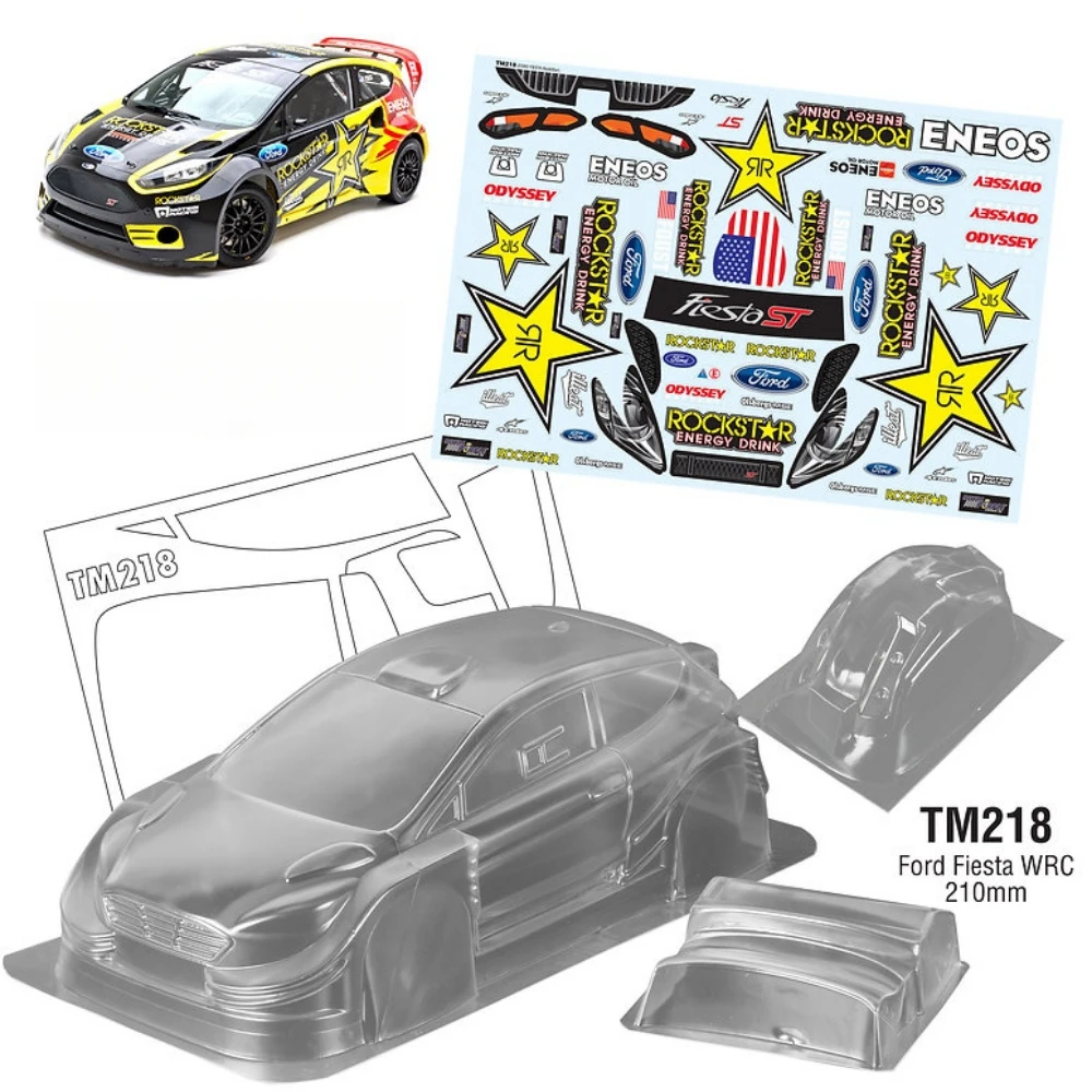 1/10 Mini Ford Fiesta WRC Clear body shell w/ Stickers set fit RC Drift M-Chassis 210mm Wheelbase Tamiya M-03 Carten M210