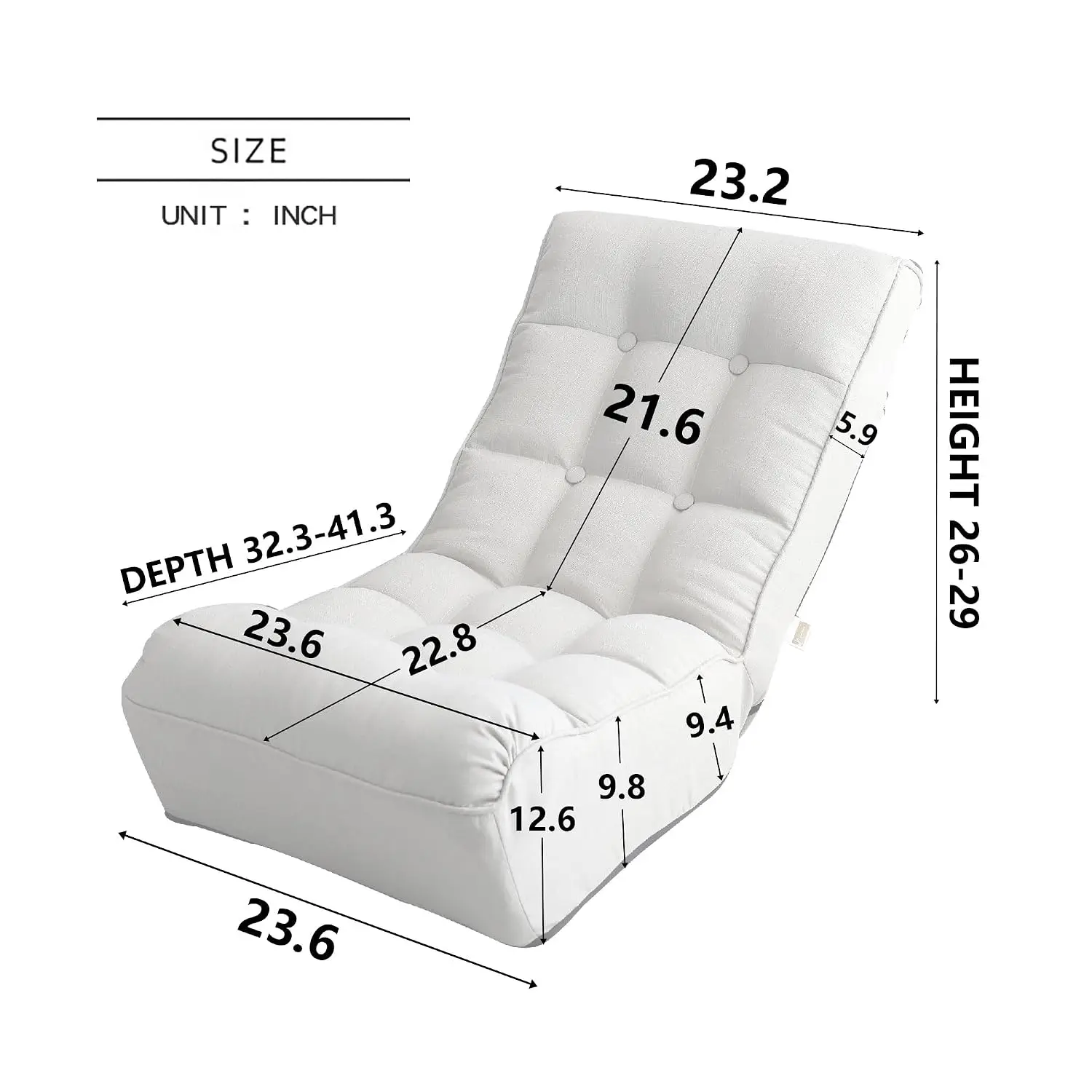 3-Segment Ergonomic Floor Chair, Foldable Japanese Tatami Lazy Recliner with Built-in Spring & High Density Sponge,, Customized