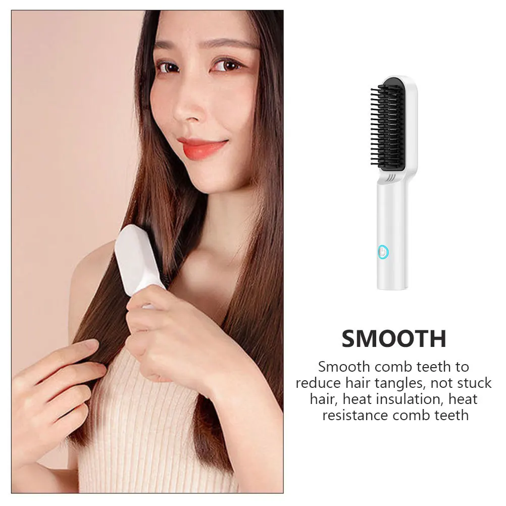

1Set USB Hair Straightener Comb Portable Lightweight Hair Styling Brush Hairdressing Tool Durable Smooth Texture