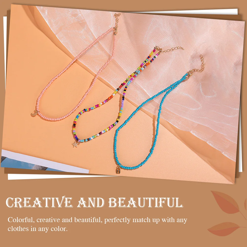 3pcs Children's Necklace Premium Plastic Beads Colorful Adjustable Stage Performance Decors Party Wedding Favor Gift for Girls