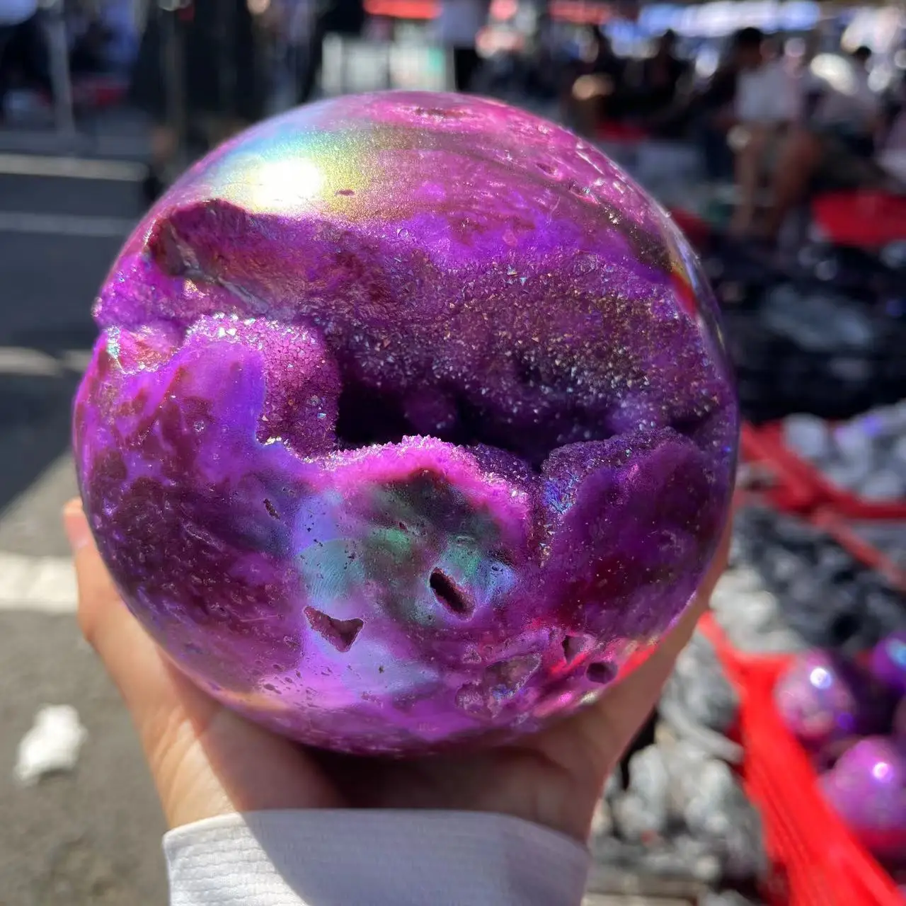 

1kg Natural crystal ball Drusy Geode Plating Color Feng Shui Decorative Ball Healing Stone Sphere Home Decor