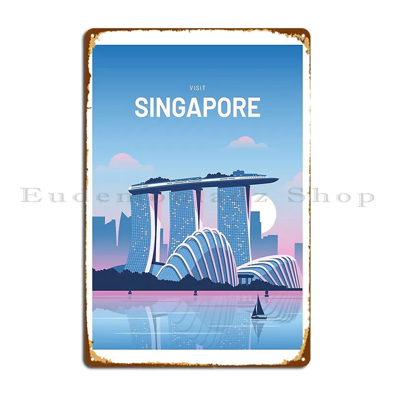 Singapore Marina Bay Sands Travel Art Metal Sign Designer Cinema Wall Decor Wall Decor Cinema Tin Sign Poster