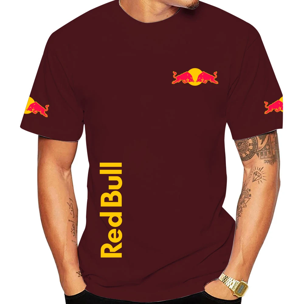 

Motorcycle men's T-shirt pure cotton fashionable short sleeved oversized men's T-shirt Red Bull Racing men's clothing