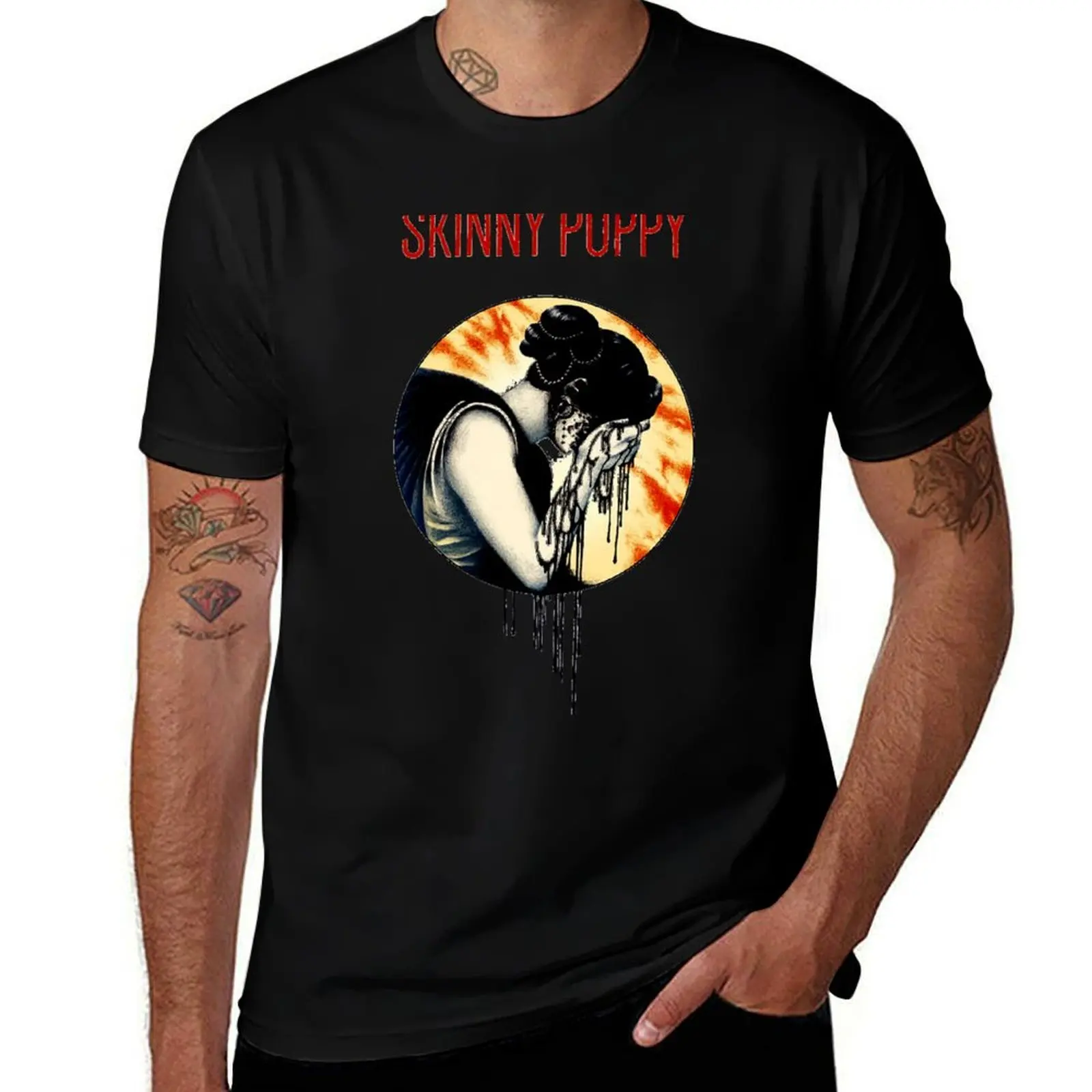 

New 02 Skinny Puppy band wallpaper Genres: Industrial T-Shirt summer 2025 kawaii clothes topping heavyweight t shirts for men