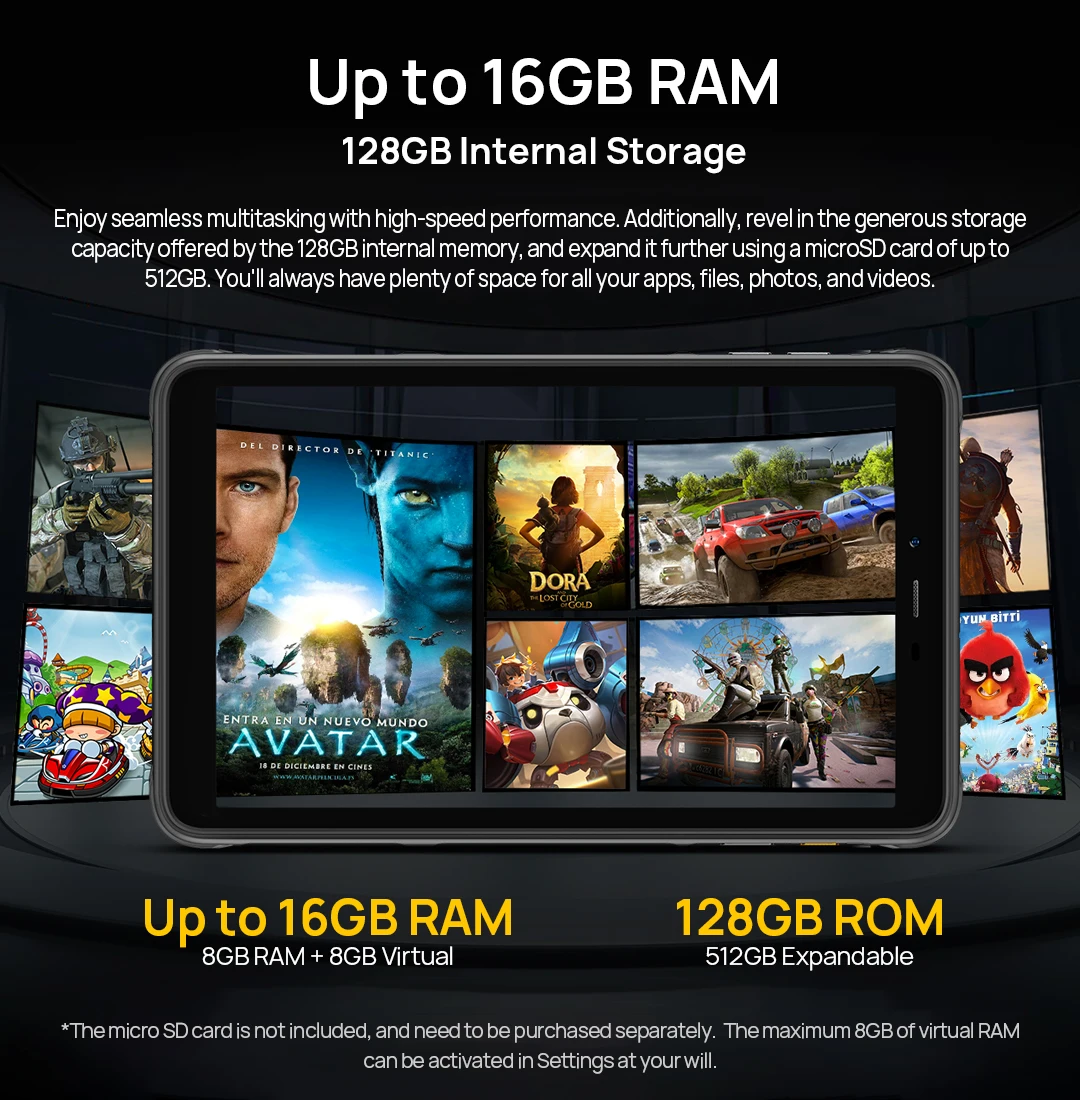 Ulefone Armor Pad Pro Rugged Tablet IP68/IP69K 4G MT8788 16GB RAM(8GB+8GB Virtual RAM) 128GB ROM 48MP 7650mAh Android 13
