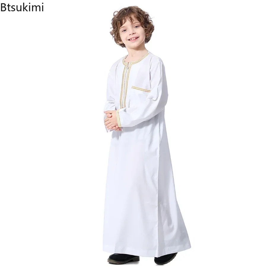 New2024 Dubai árabe musulmán niños ropa Abaya caftán batas ropa islámica de Ramadán Omã árabe Qatar niño Kaftans disfraces