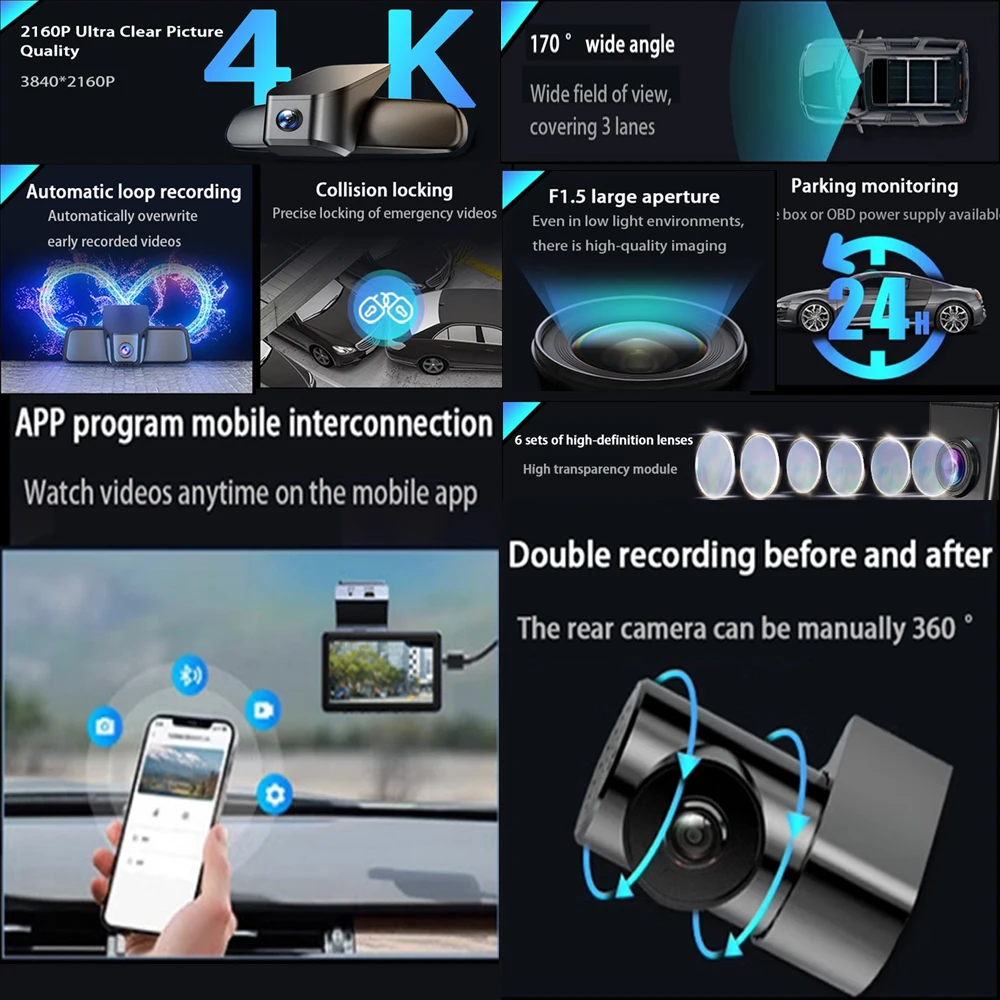 For Mini Hatch Hardtop One Cooper Countryman Clubman F54 F55 F57 F57F60 Dash Cam Camera DVR 4K Wifi Plug And Play Video Recorder