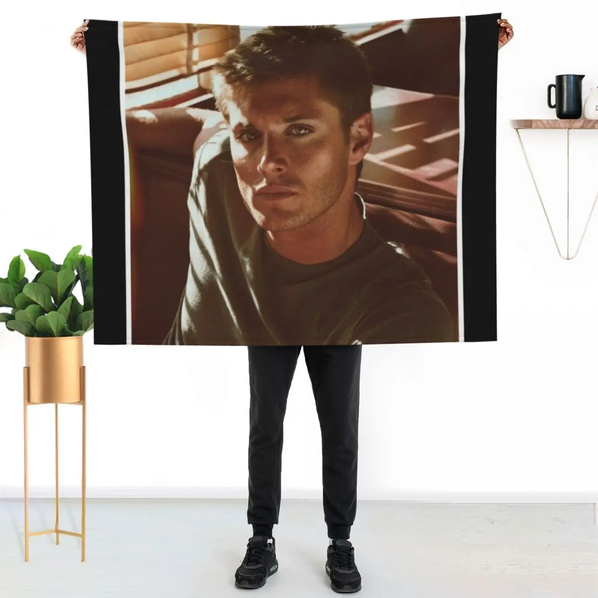 

Jensen Ackles Throw Blanket Travel Size Cozy Blanket for Plane Train
