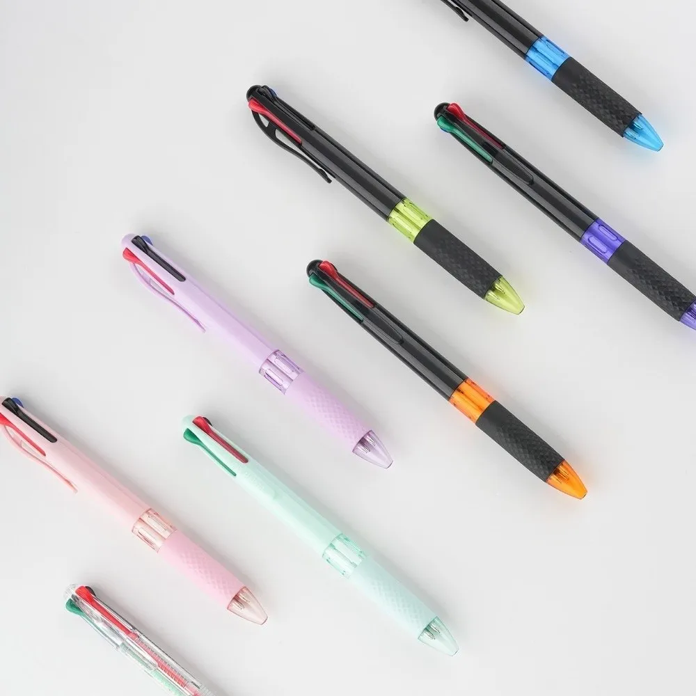 Multi-functional 4-in-1 Multicolor Ballpoint Pen 0.7mm Tip Press Using 4 Color Pen Gel Pen School Office