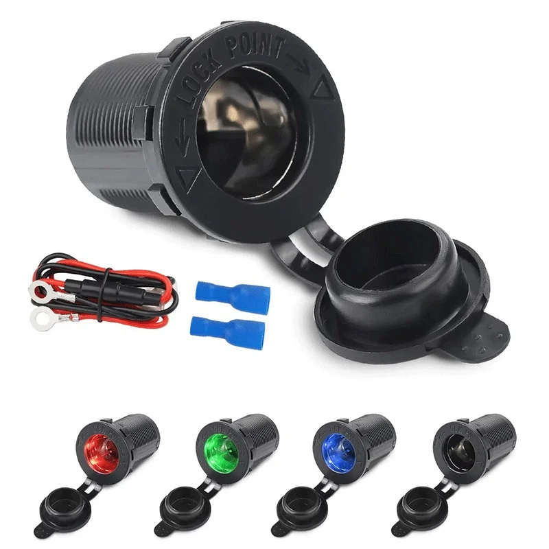 1-4set 12V-24V Car Cigarette Lighter Socket Waterproof Plug Power Outlet Adapter For Marine Boat Motorcycle Truck RV