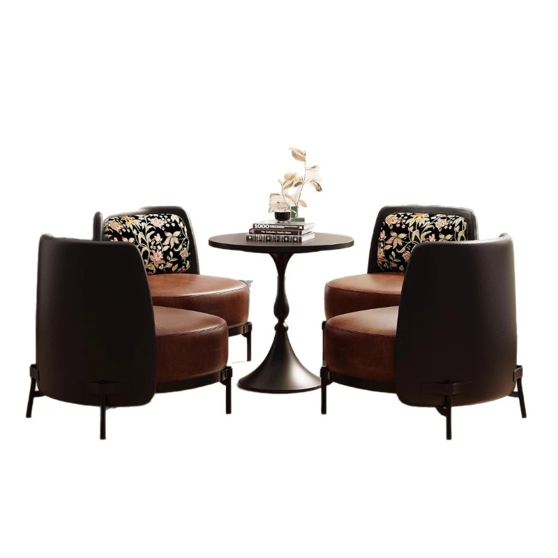 Wabi-sabi single sofa chair B&B retro negotiation reception café leisure one table and two chairs