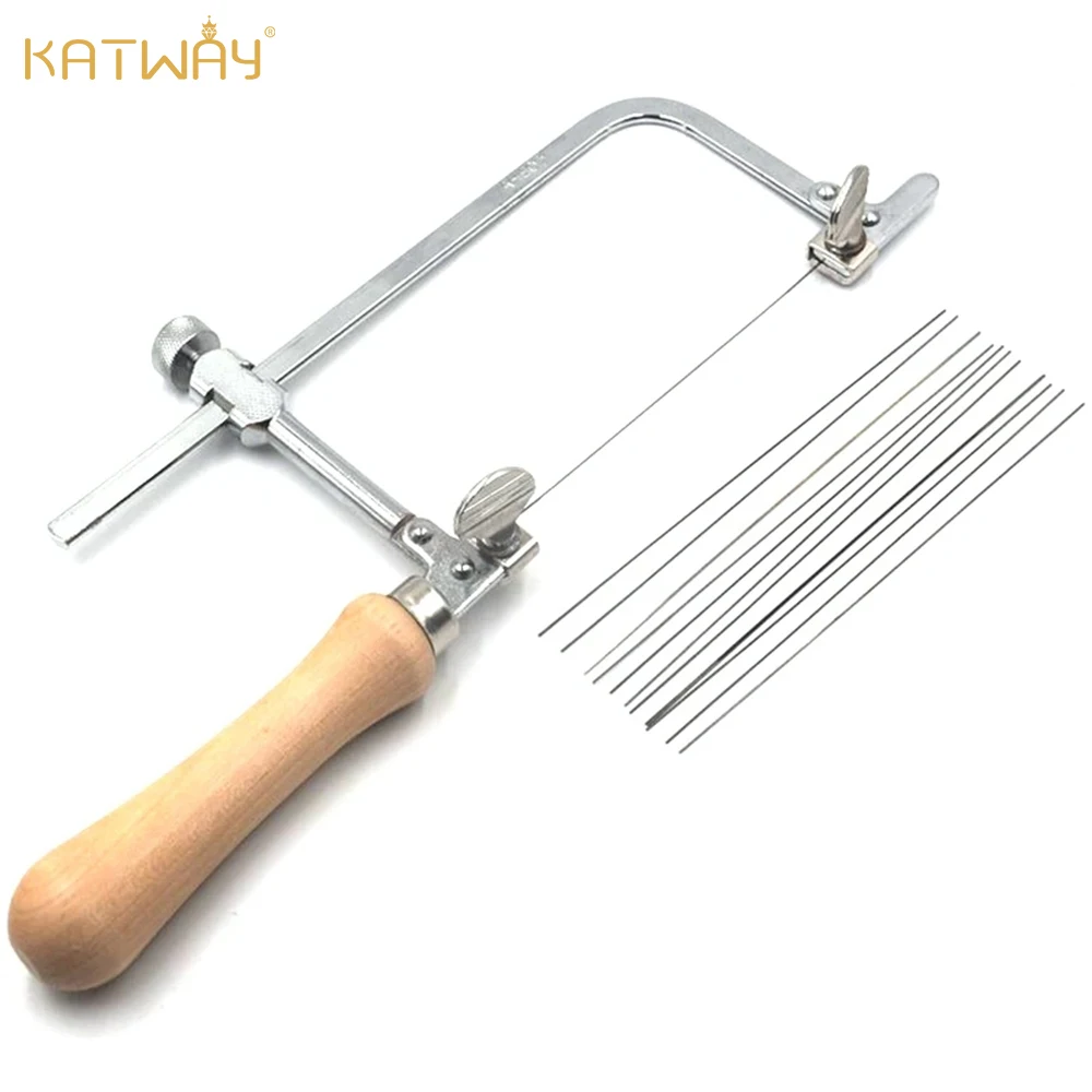 

KATWAY Wax Ring Tools, Jewelry Making Jeweler's Saw Frame Kit with 12 Adjustable Blades, Precision Metal Cutting Saw HH-AA59