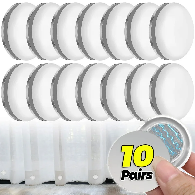 10/1x Magnetic Shower Curtain Weights Waterproof Magnetic Buckle Fridge Tablecloth Magnet Button Reusable Nailless Curtain Clips