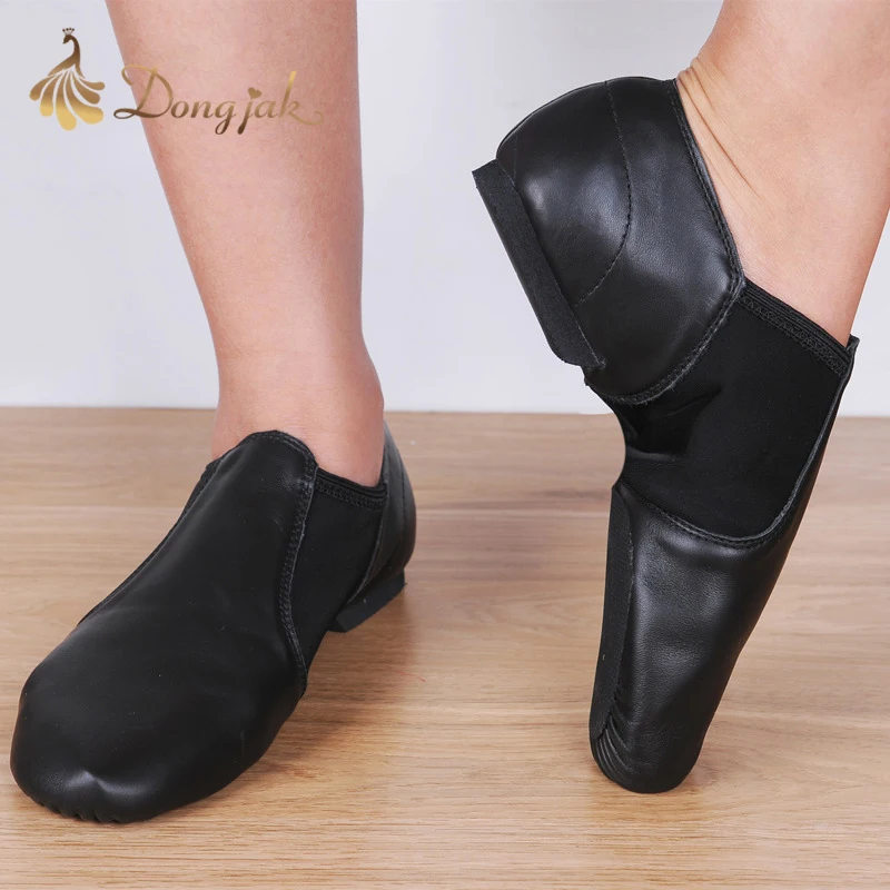 Echt leer Jazzdansschoenen Tan Zwart Antislipzool Balletschoenen Hoge kwaliteit Volwassenen Danssneakers voor meisjes Vrouwen