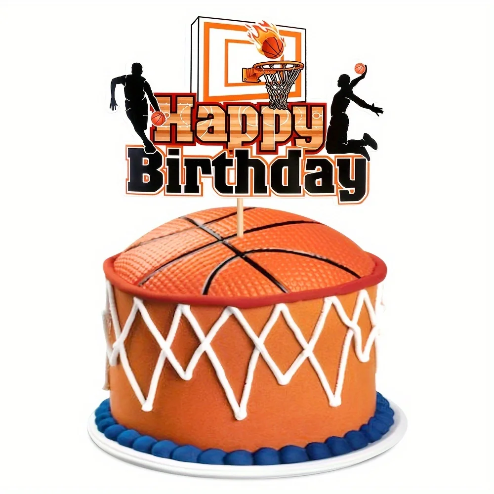 Basketball Happy Birthday Tortenaufsatz Basketball-Sport-Thema Geburtstagstorten-Deko für Themen-Babyparty Geburtstagsfeier Tortendekoration
