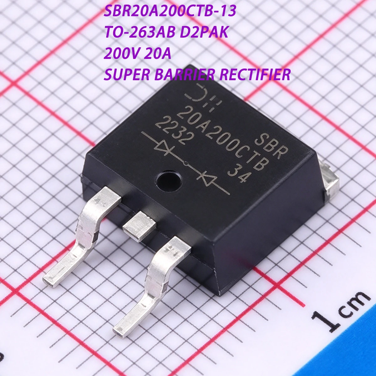 10PCS SBR20A200CTB-13 TO-263AB D2PAK 200V 20A 960mV@20A 1Pair Common Cathode NEWOriginal DIODE ARRAY SBR SUPER BARRIER RECTIFIER