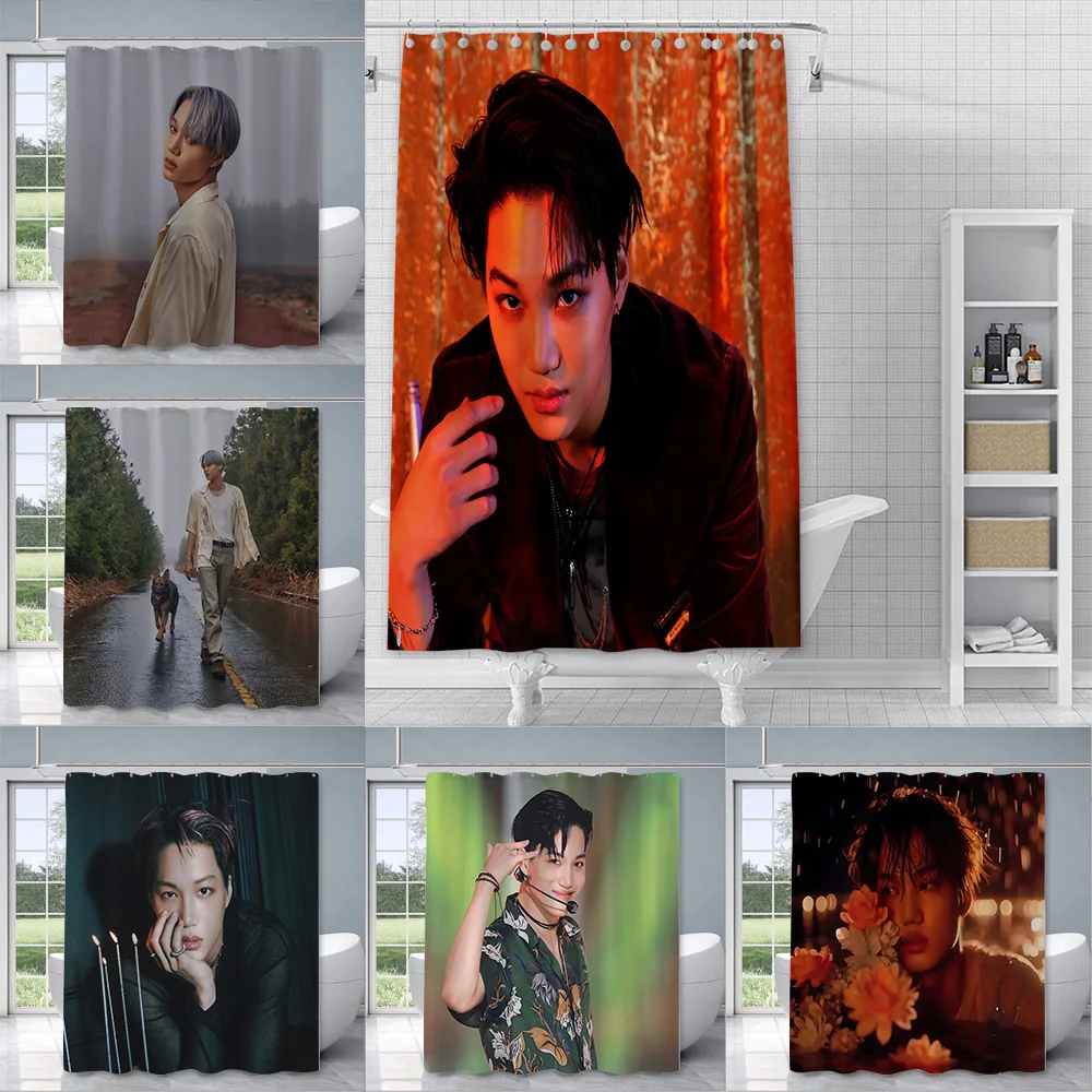 

Hot Korean Idol K-Kai Poster Shower Curtain Waterproof Polyester Fabric Paint Colorful Bath Curtains Curtain With Hook