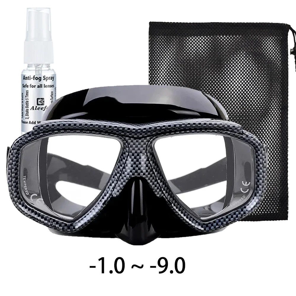Myopia Scuba Diving Mask Snakeskin Anti Fog for Spearfishing Gear Swimming Masks Googles Nearsighted Lenses Short-Sighted