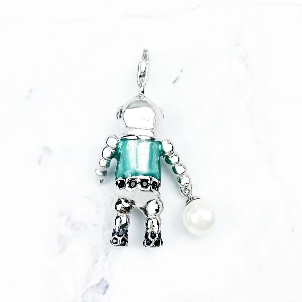 Pendant Diver Aquanaut With Pearl Lobster Clasp 925 Sterling Silver Glam Fine Jewerly Accessories Fit Necklace Trendy Gift