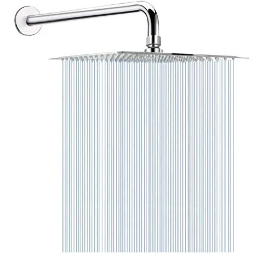 

Душевая лейка 12 дюймов с удлинительной ручкой 15 дюймов, нержавеющая сталь, большой дождевой эффект, роскошный квадратный водопад, полное покрытие тела E