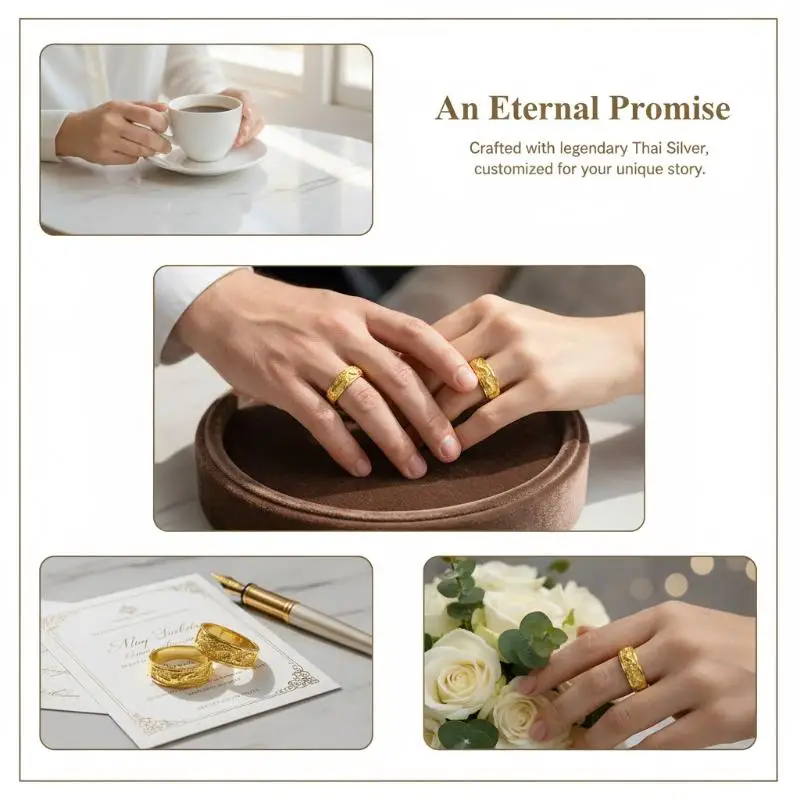Dragon Phoenix Pattern Couple Rings Gold Carved Adjustable Open Style for Anniversary Wedding Gift