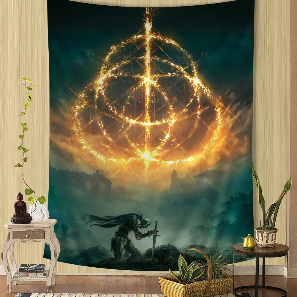 E-elden Ring game Chart Tapestry Art Science Fiction Room Home Decor Cheap Hippie Wall Hanging