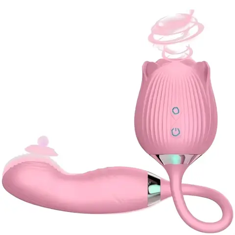 Vibrator Dildo Adult Sex Toys For Women, Rose Sex Toy With Thrusting G Spot Vibrators & 10 Sucking Modes For Clitoral Vagina Nipple Stimulation Anal Double Ended Sexy Toys Games For Couples