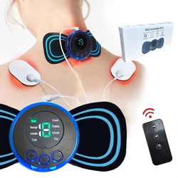 Portable Neck Massager with Remote Control 8 Modes Rechargeable Low Frequency Pulse Massager For Muscle Relaxation Relief Pain