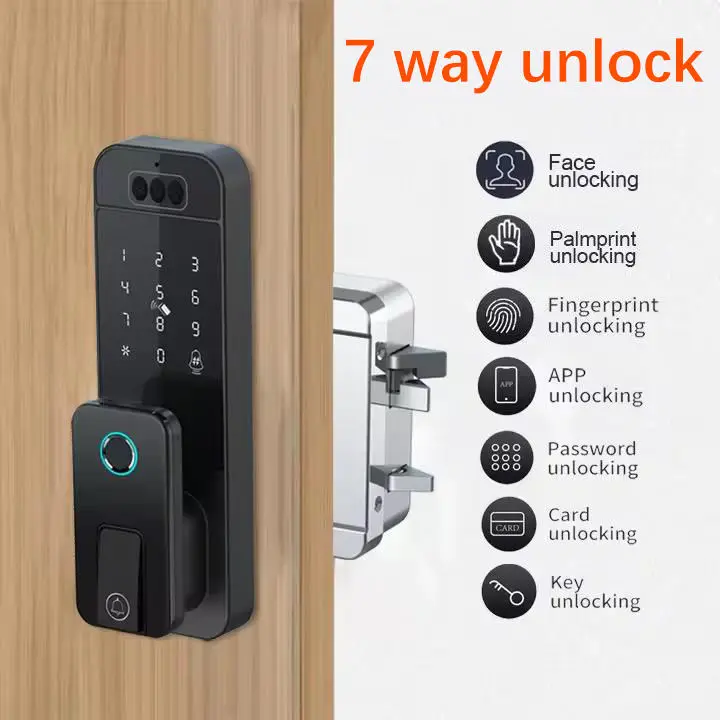 

NEW Matter Tuya Wifi Control Automatic AppleKeyless 3d Face Palm Vein Camera Door Bell Digital Smart Rim Locks
