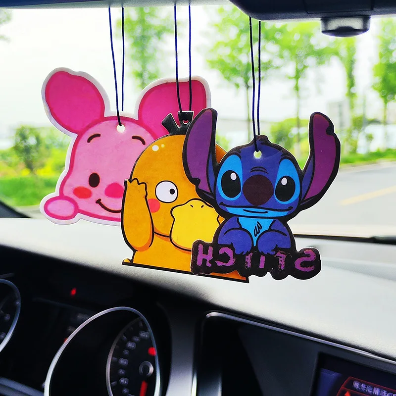 Disney Stitch Cartoon Keychain Car Mounted Fragrant Slices To Remove Odors Backpack Cute Ornaments Children Birthday Gift/toys