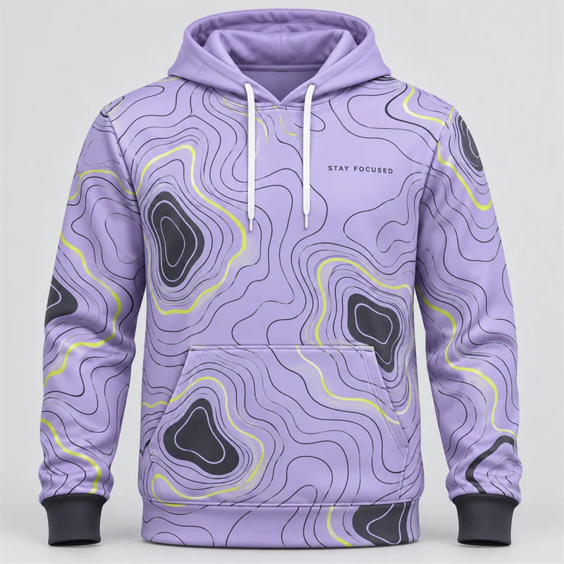 Modern Abstract Hoodie for Men 3D Printed Polyester Long Sleeve Hooded Sweatshirt with Front Pocket Casual Pullover Streetwear