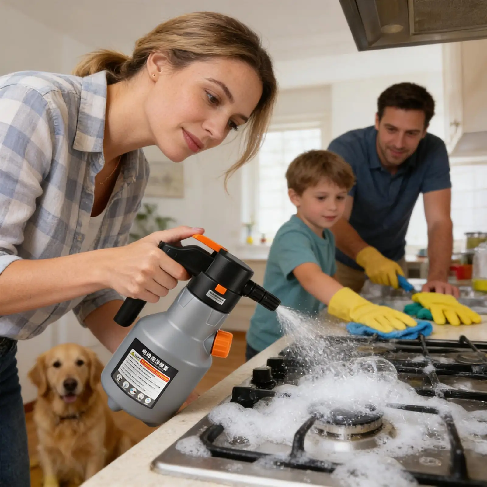Foam Sprayer 2L Portable Wide Coverage Cleaning Electric Foam Sprayer Car Wash For Auto Vehicle Home Kitchens Outdoor Garden