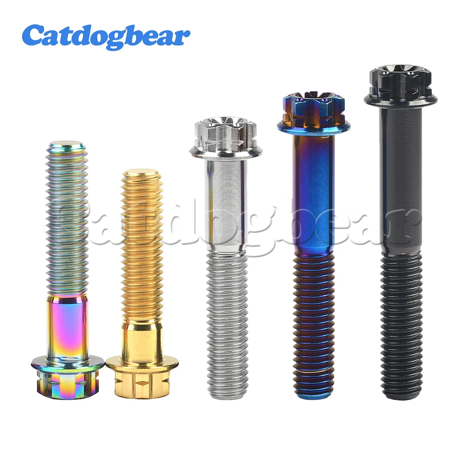 Catdogbear 4PCS Titanium Bolts M8X20 25 30 35 40 45 50 55mm Torx Flange for Motor Bike Disc Brake