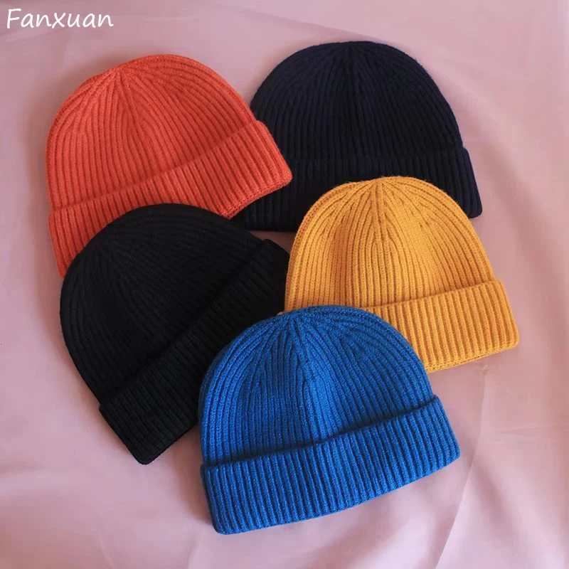 Winter Hats for Men Beanies Skullies Solid Color Short Men\'s Hat Skullcaps Women\'s Winter Hat Beanies Knitted Gorros