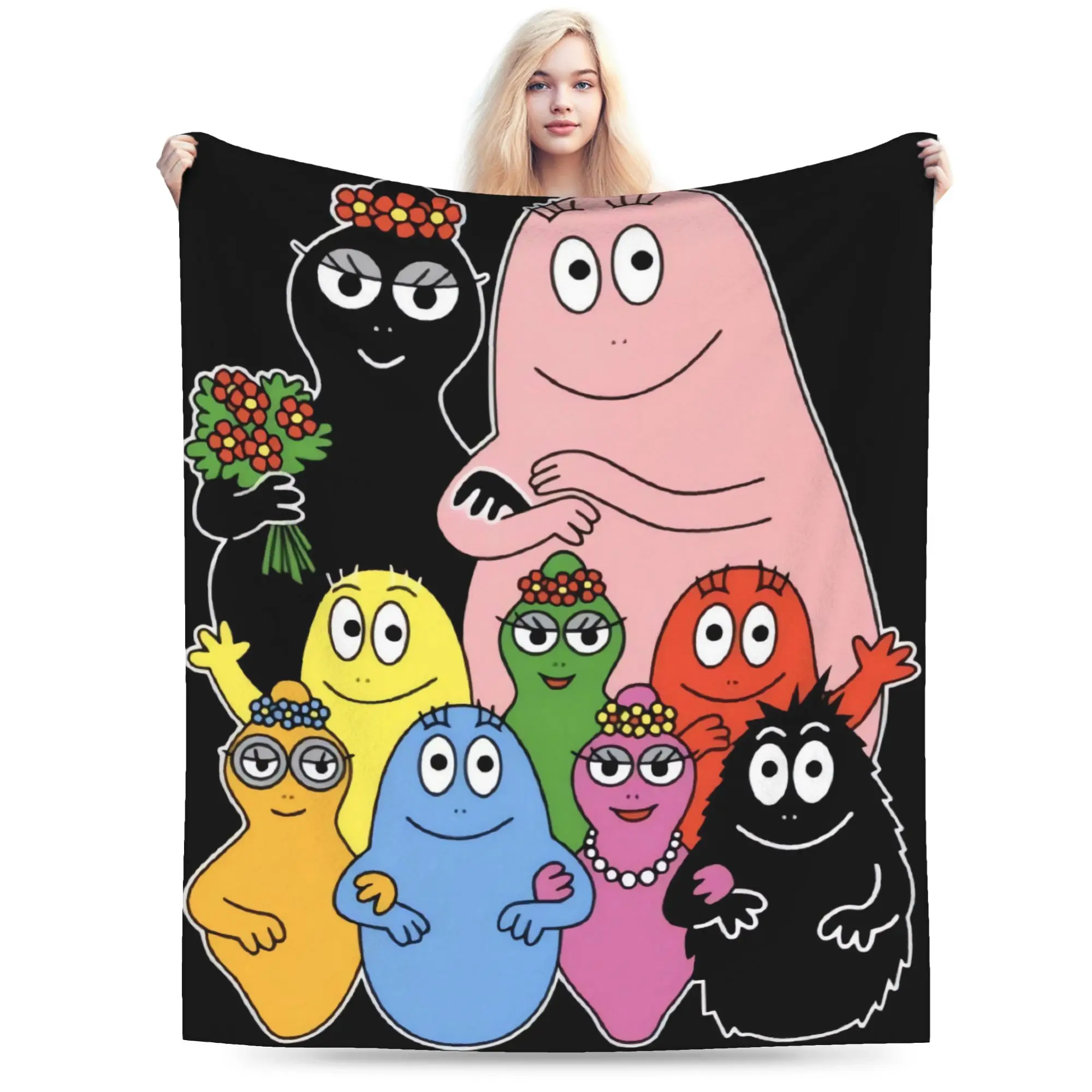 Barbapapa Barbamama Flannel Blanket  Soft Durable Throw Blanket for Couch Bed Airplane Travel Funny Bedspread Sofa Bed Cover