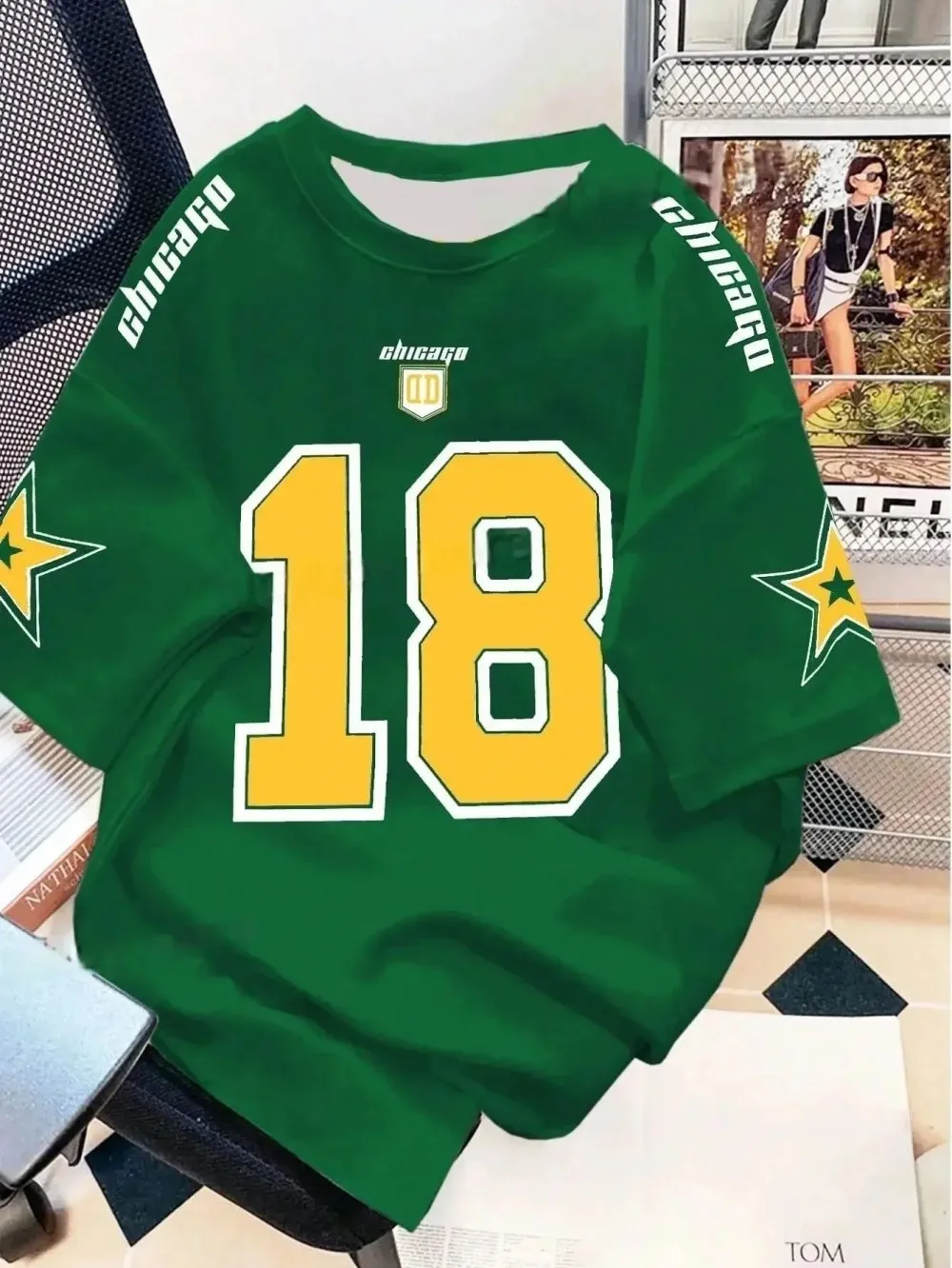 

Street fashion men's summer 18 digit print comfortable breathable round neck T-shirt outdoor high street top 2025