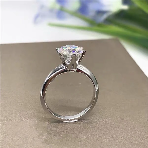 Real Solid 100% 925 Sterling Silver & 14K Gold Ring Classic 2Ct Round SONA Diamond Wedding Engagement Rings For Women Jewelry