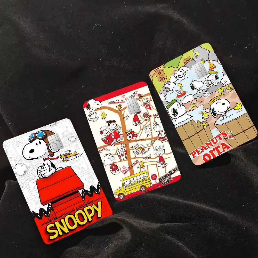 Cartoon S-Snoopys Credit Card Skin Stickers No Adhesive Residue Water Proof For VISA Credit Card Subway Access Card
