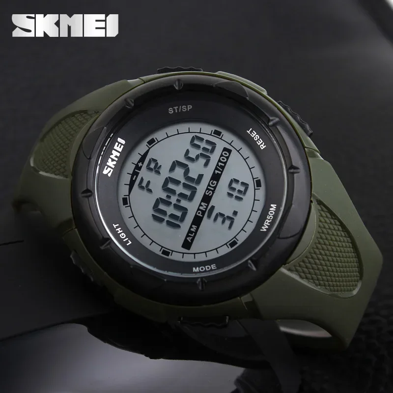 SKMEI-reloj Digital militar para hombre, cronógrafo con alarma, resistente a los golpes, resistente al agua, sencillo, deportivo, 1025