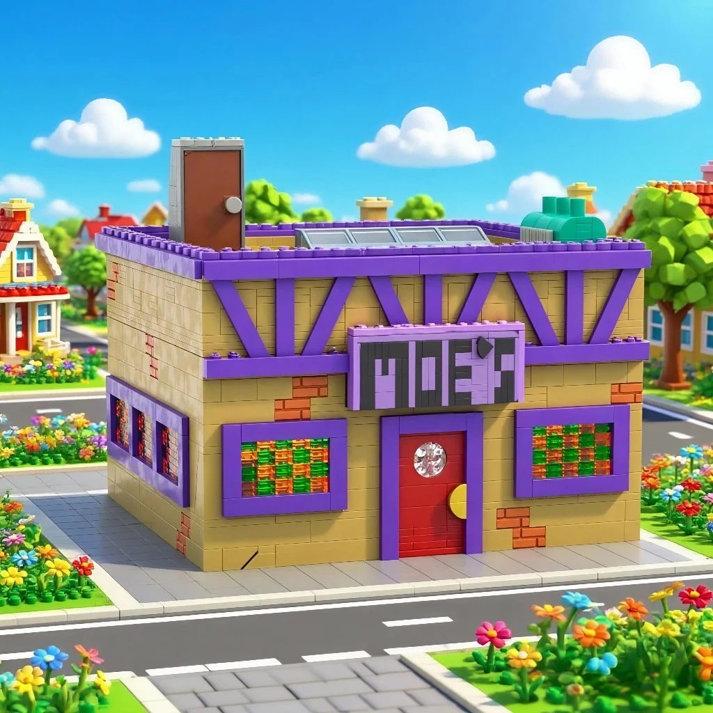 Simpsoned Moeed Tavern Building Bricks Kit House Blocks Christmas Gifts for  Toys Boysand Girls(1736 Pcs)