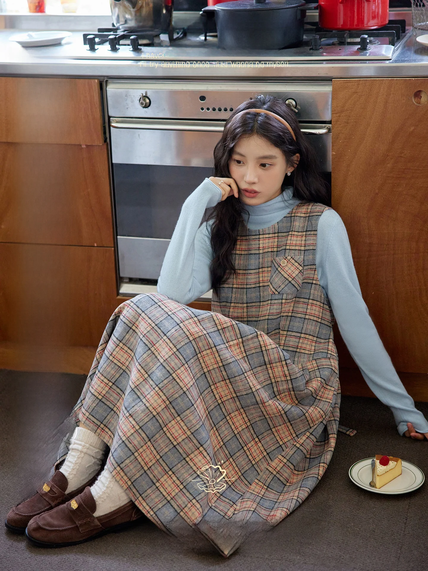 

Ретро-жилет из шерсти в клетку для осени и зимы Dr Nov Et, женская свободная юбка А-силуэта на пуговицах, цельный комплект из полиэстера