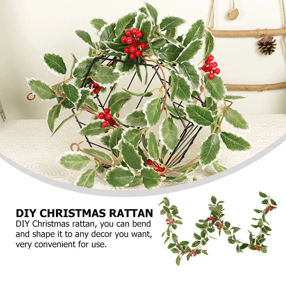 

170Cm Christmas Rattan Decoration Simulation Berry Branch Diy Plastic Vine For Tree Mantel Stair Handrail Party Supplies Home