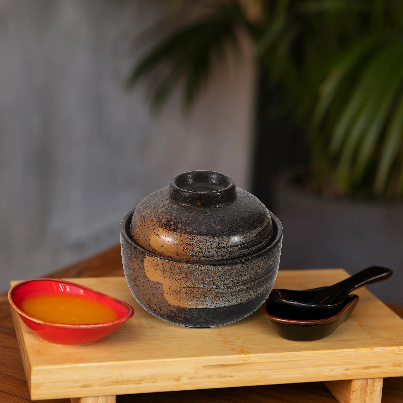 

Ceramic Soup Bowl with Lid Japanese Style Microwave Safe Ramen Noodle Bowl for Serving Steaming Baking Miso Udon Pho Food