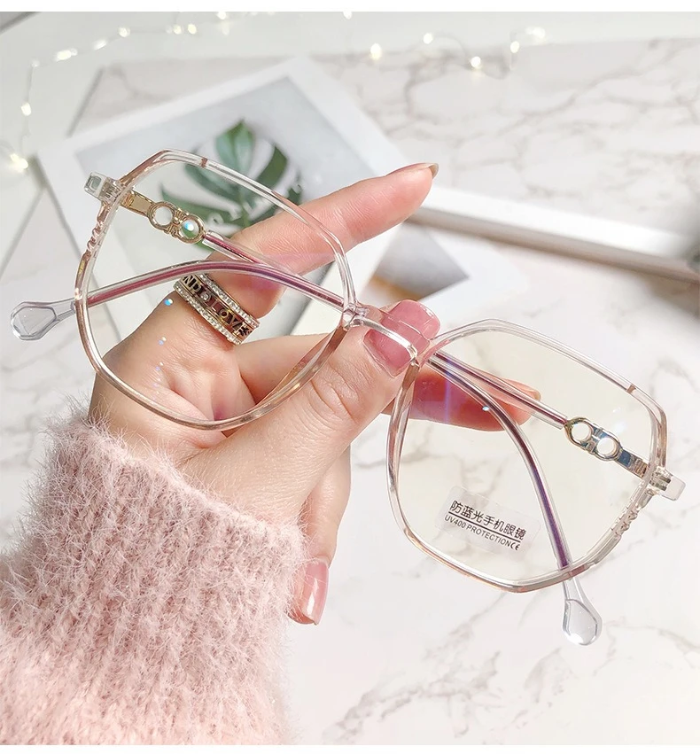 Modische Myopiebrille mit großem Rahmen, hochauflösende Anti-Blaulicht-Brille für Frauen, ultraleichte Computerbrille – Detail 2
